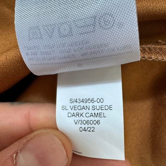 Banana Republic Vegan Suede Womens Sz 6 Camel Brown Sleeveless Peplum Western - Picture 7 of 10